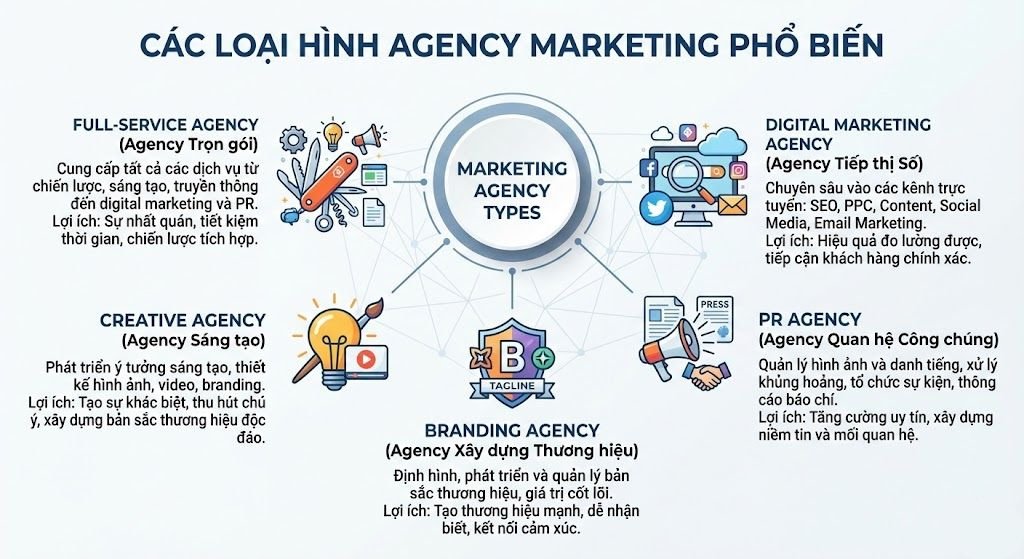 Các Loại Hình Agency Marketing Phổ Biến Hiện Nay